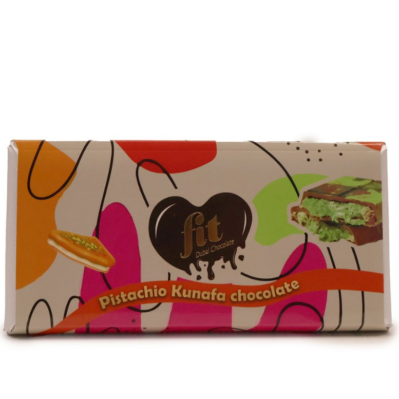 FIT DUBAI CHOCOLATE { 100G } PISTACHIO KUNAFA CHOCOLATE ,BY MAX CHOCOLATE