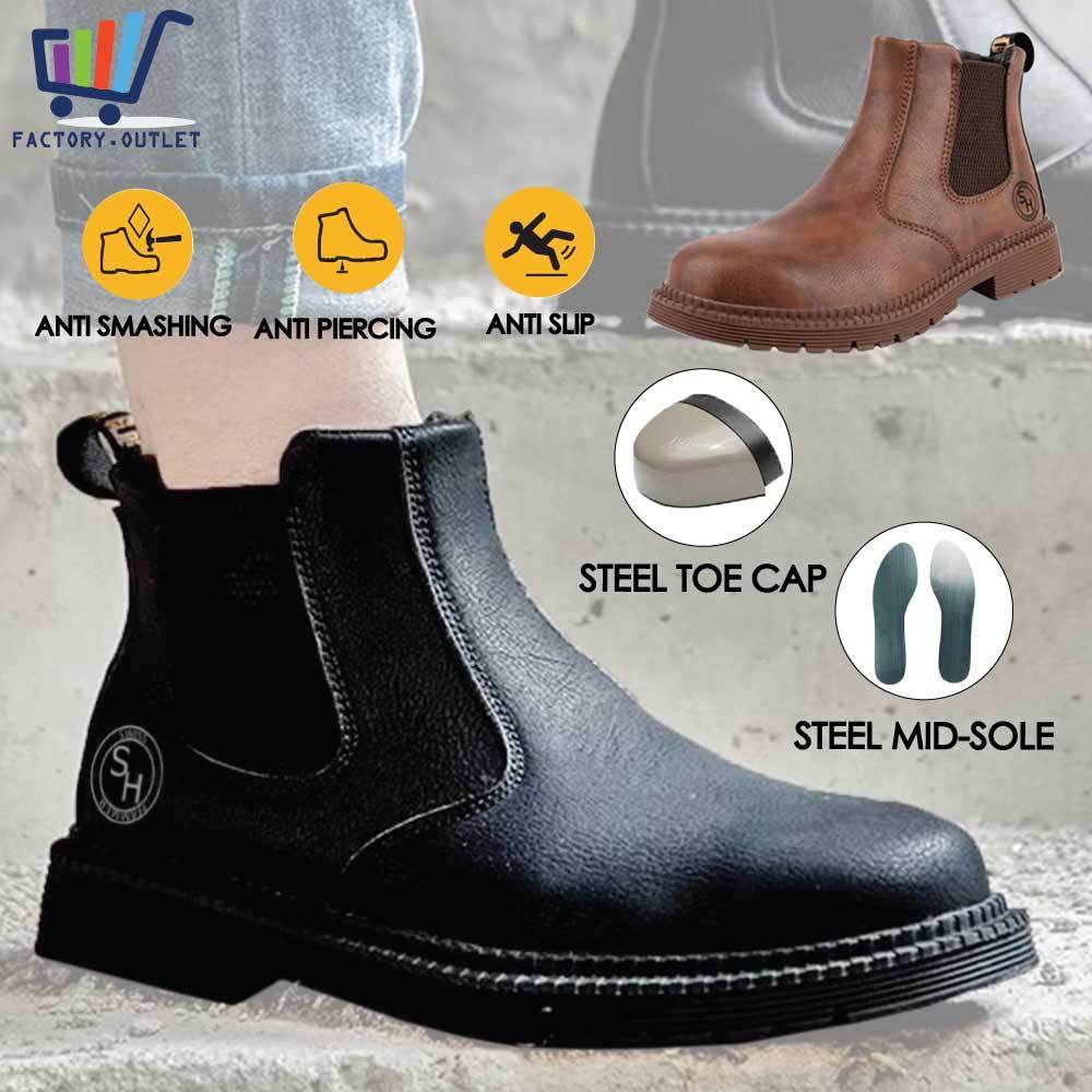 Swiss Hammer Mens Waterproof Work Safety Boots Leather Boots Safety Boots Steel Toe Shoes Kasut kese