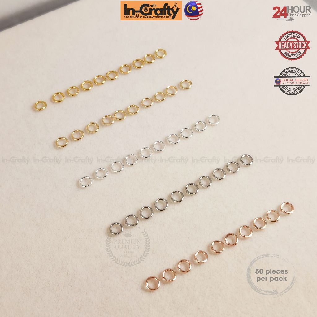 ใน-CRAFTY / 50 ชิ้น / 14K S925 DIY พรีเมี่ยมเปิดแหวนกระโดด/ม้วนทอง Tarnish ทนแยกแหวนเครื่องประดับเชื่อมต่อ开口
