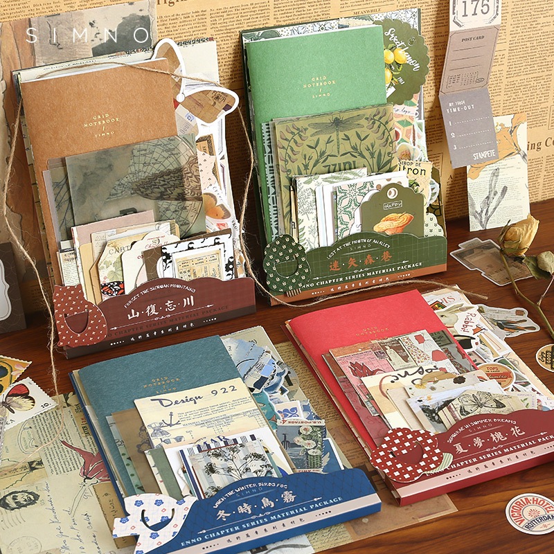 86 ชิ้น Vintage DIY วัสดุกระดาษผสมสติกเกอร์และกระดาษสําหรับสมุดภาพวารสารตกแต่งชุด Retro โน้ตบุ๊คชุด