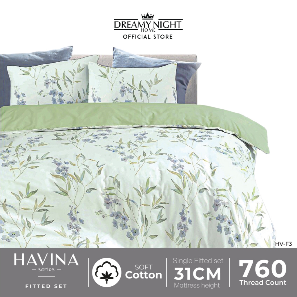 Dreamynight Home Havina 760TC  อุดมไปด้วยฝ้าย ชุดผ้าปูที่นอน | 2 ชิ้น