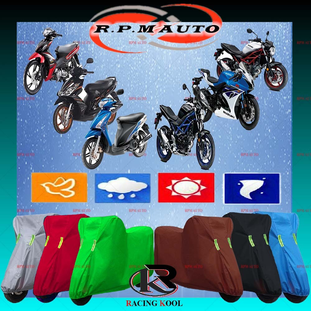 SUZUKI รถจักรยานยนต์ Racingkool-MotorCover ป้องกันฝุ่นกันน้ํา UV SX-R1000RZ SV-650 SV-650A SKYDRIVE 