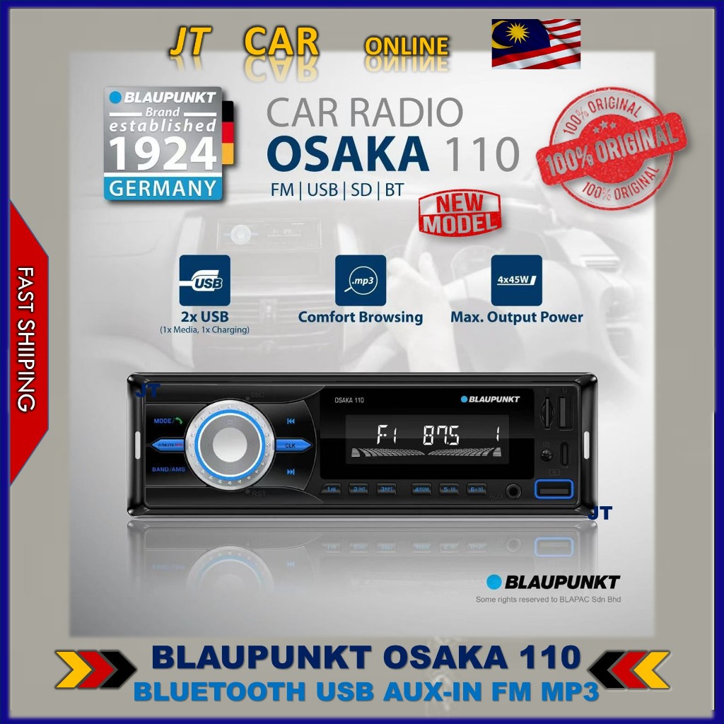 BLAUPUNKT OSAKA 110 BLUETOOTH USB AUX-IN FM MP3 BLUETOOTH PLAYER/CAR RADIO/SINGLE DIN Car PLAYER