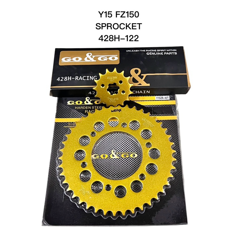 YAMAHA Y15 V1 V2 FZ150 SPROCKET GOLD SET 428H-122 GONGO SPROCKET Y15 FZ150 14 15 36T-42T