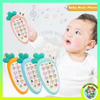 Baby Toy Phone Chinese English Carrot Lullaby Music Learning Phone With Teether Kids Infant Early Educational Toy Gifts