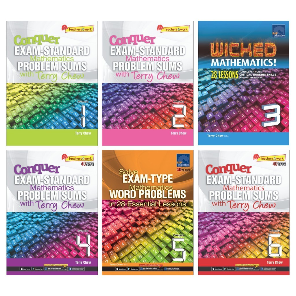 พิชิตข้อสอบ-มาตรฐานคณิตศาสตร์ปัญหาผลรวมกับเทอร์รี่เคี้ยวหนังสือ 1 - 6 หนังสือการจัดการโรงเรียนภาษาอังกฤษประถมศึกษา - แซป