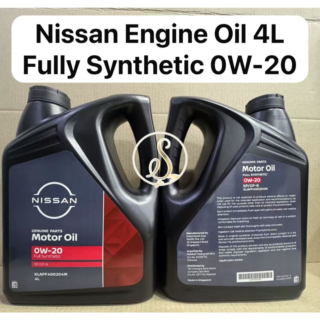 NISSAN น้ํามันเครื่องสังเคราะห์แท้ 0W20 0W-20 4L SP/GF-6 KLAPF400204M 15208-65F0A 15209-00Q0F ALMERA