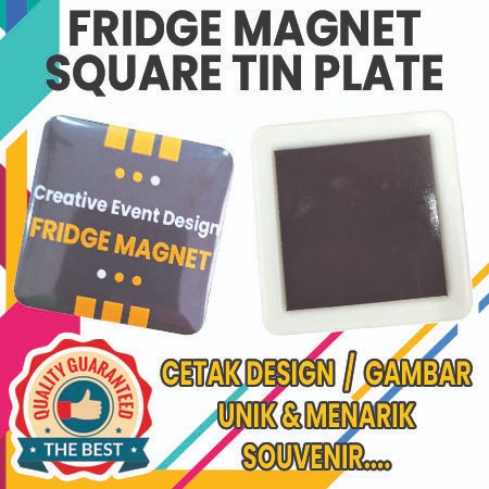 🔥👍 ! แม่เหล็กติดตู้เย็น Square Curve ดีบุกแผ่น Unik Hiasan Menarik Petik Sejuk | 5ซม. x 5ซม. [Design