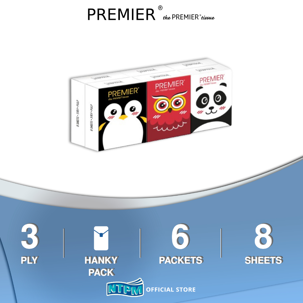 Premier Wildlife Hanky Pack 3 PLY (8s x 6)