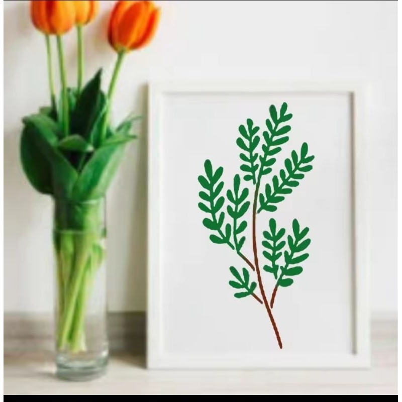 ที66. (24 ออกแบบ) RECTANGLE WILDFLOWER TEMPLATE STENCIL DRAWING