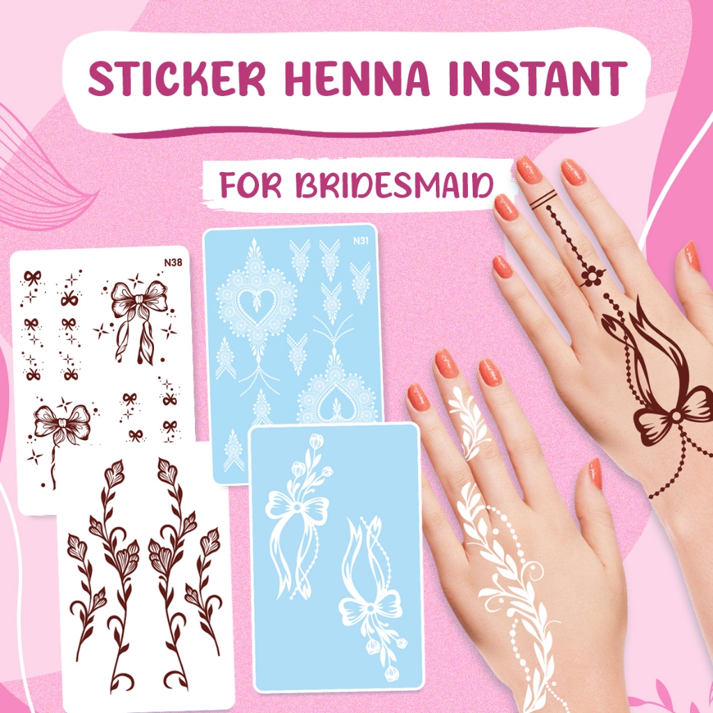 สติ๊กเกอร์ Henna Instant / สติ๊กเกอร์ Inai Instant Pengantin Color Maroon & White