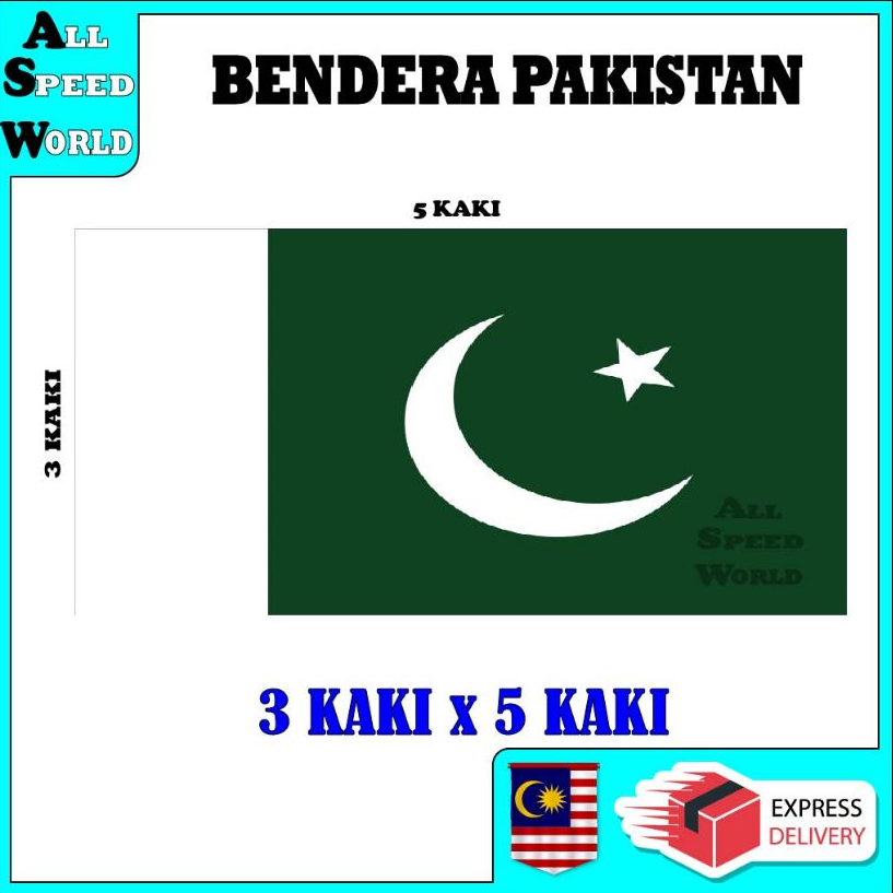 1 ชิ้น BENDERA PAKISTA 3 KAKI x 5 KAKI / COUNTRY PAKISTAN FLAG