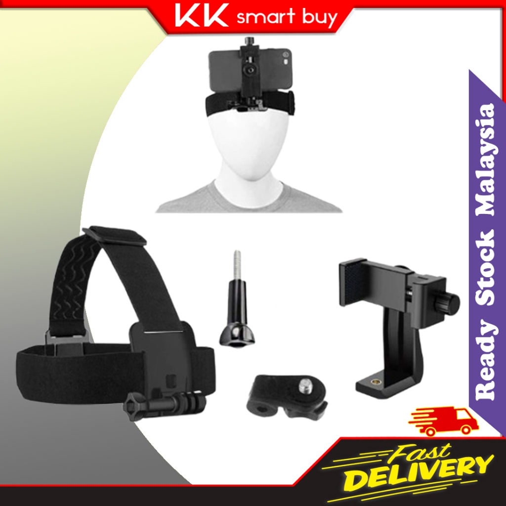 Handphone Head Band ที่วางโทรศัพท์ Head-Mounted Head Mount Strap POV vlog video record สายรัดยึดยืดห