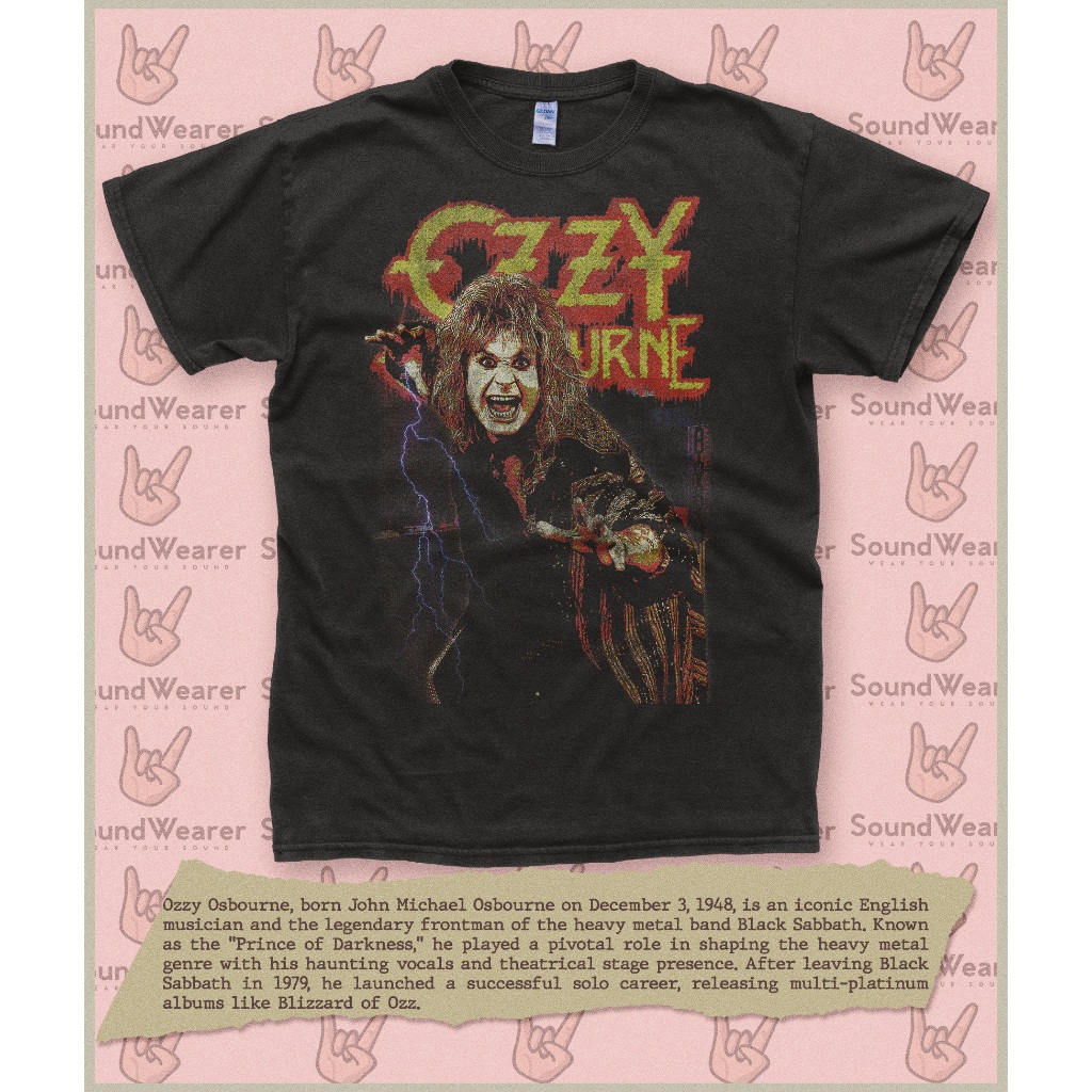 Ozzy Osbourne of Black Sabbath เสื้อยืดวงร็อคแข็งโลหะหนัก
