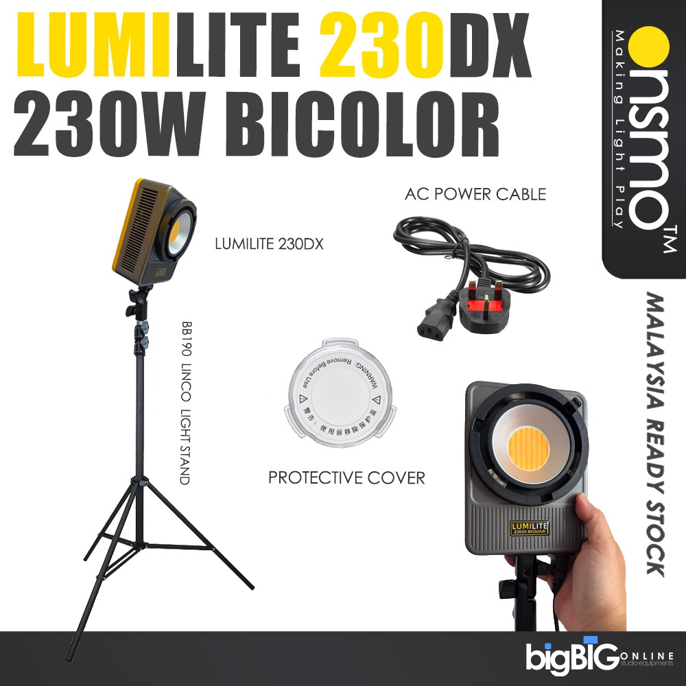 Onsmo Lumilite LED 230DX 230W 330DX 330W COB สําหรับการถ่ายภาพ vlog และสตรีมมิ่งสดและการถ่ายภาพ