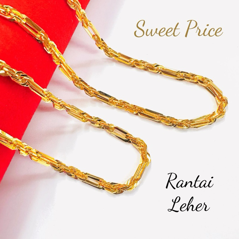 Rantai Leher Fashion Chain 24K (60/70cm) 5mm Gold Plated Necklace Fashion Chain (A2006)