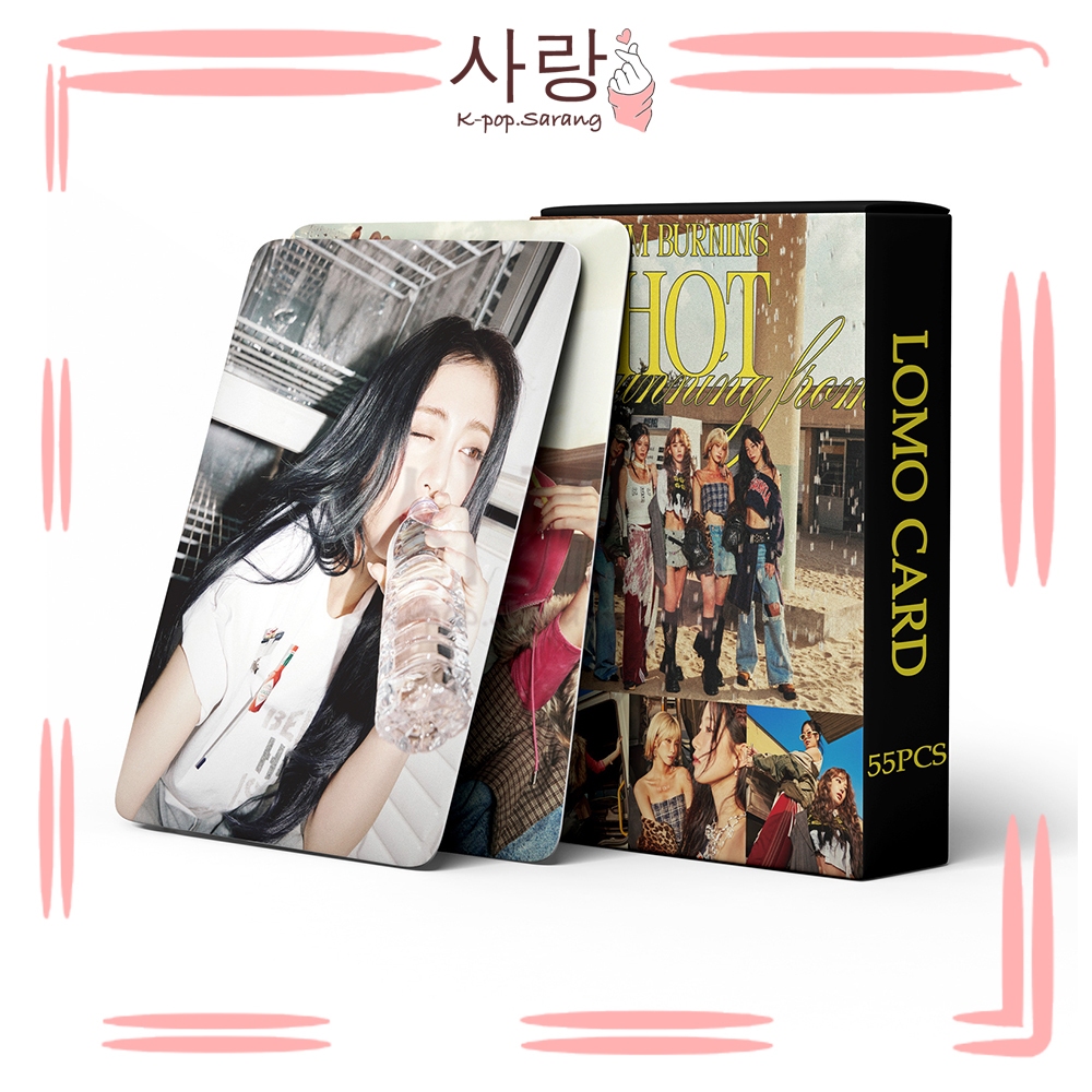 55pcs LSFMIM BURNING HOTBlack Group LOMO ชุดการ์ดคอลเลกชัน Kpop Chawon Sakura Kazuha Eunchae Yunjin 