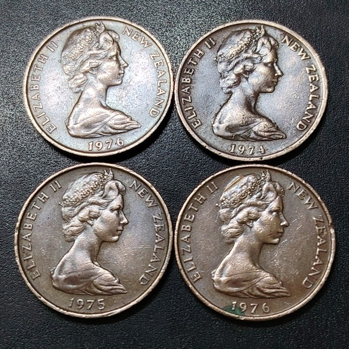 New Zealand QE II 2 Cent 1970s ( x 4 )