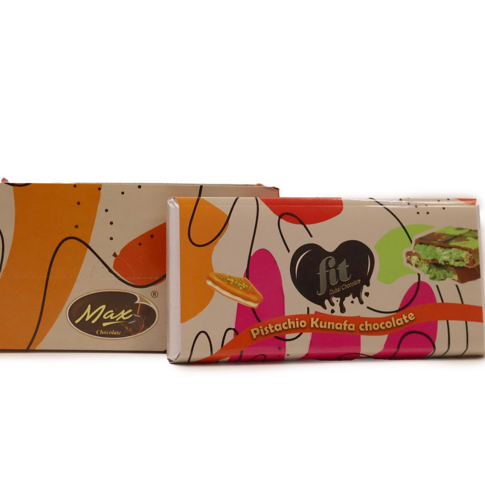 FIT CHOCOLATE { 100G } PISTACHIO KUNAFA CHOCOLATE , BY MAX CHOCOLATE