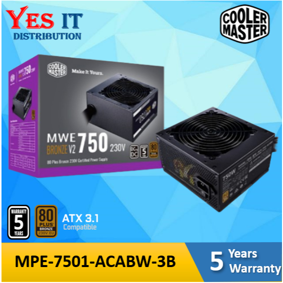COOLER MASTER 750W / 650W MWE BRONZE V3 230V 80 PLUS BRONZE POWER SUPPLY ( MPE-6501-ACABW-3BUK / MPE