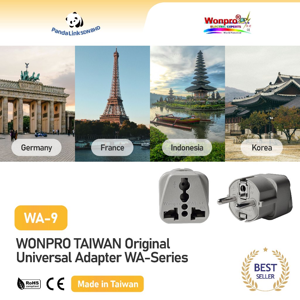 WONPRO WA-9 Taiwan Universal Adapter Travel Adapter WA-Series