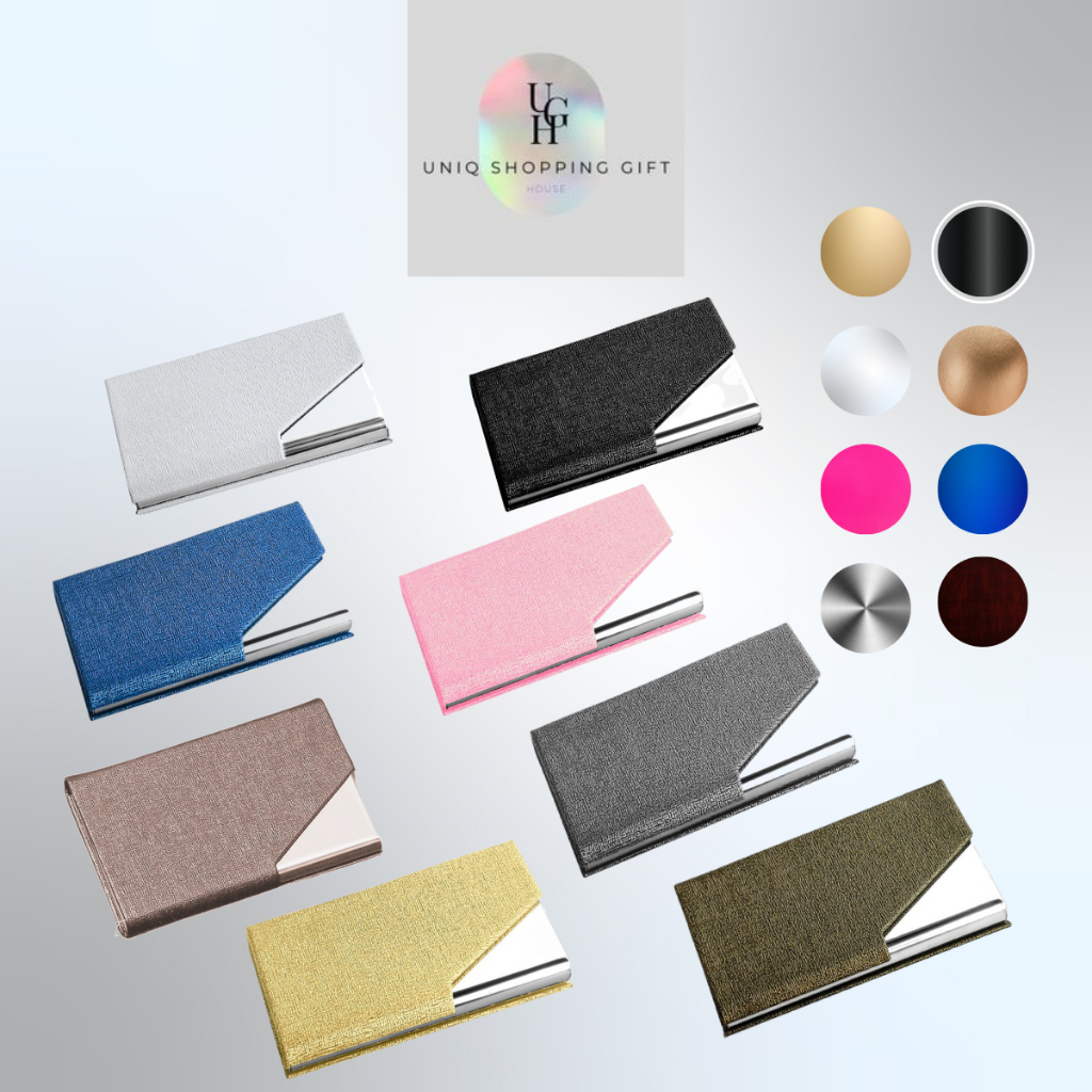 UGH ส่วนบุคคลที่กําหนดเองแกะสลัก PU StainlessSteel ธุรกิจนามบัตรบัตรเครดิต Debit Card Holder