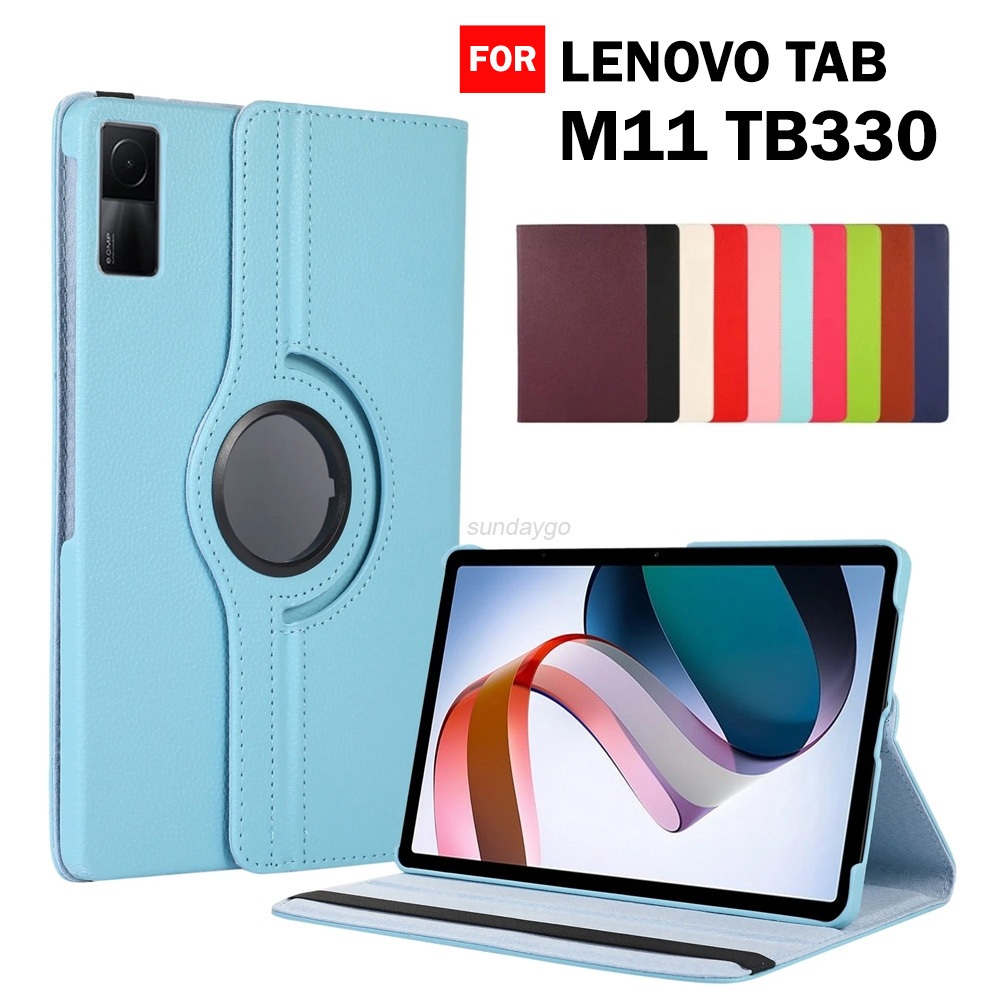 สําหรับ Lenovo Tab M11 TB330FU TB330XU 11 นิ้วหมุน Spin Flip Stand PU Cover Hard Case