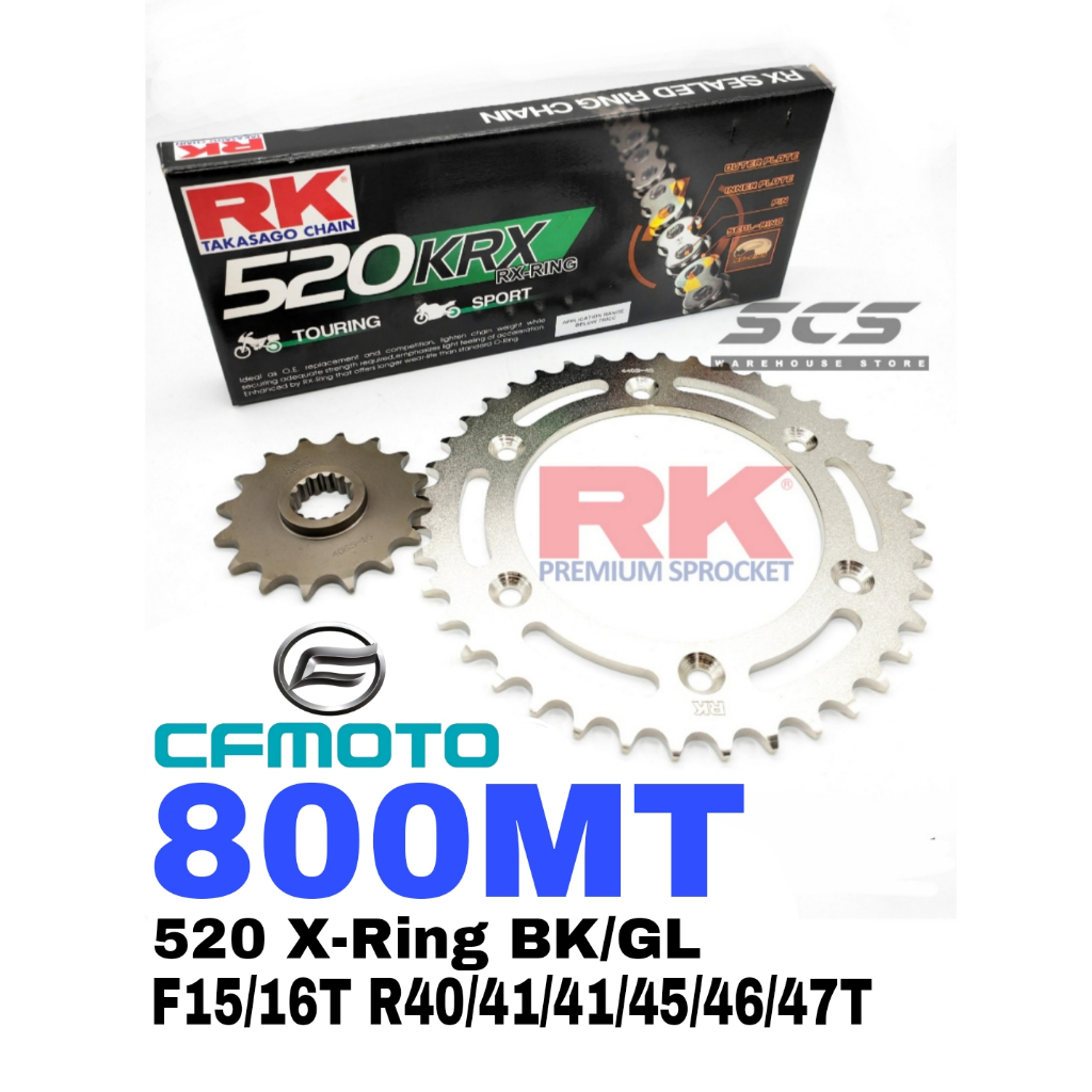 RK ชุดเฟือง CF MOTO 800MT 520 KRX X-Ring Gold Chain 16T-45T MT800 MTX800 800MTX Rantai Xring มอเตอร์