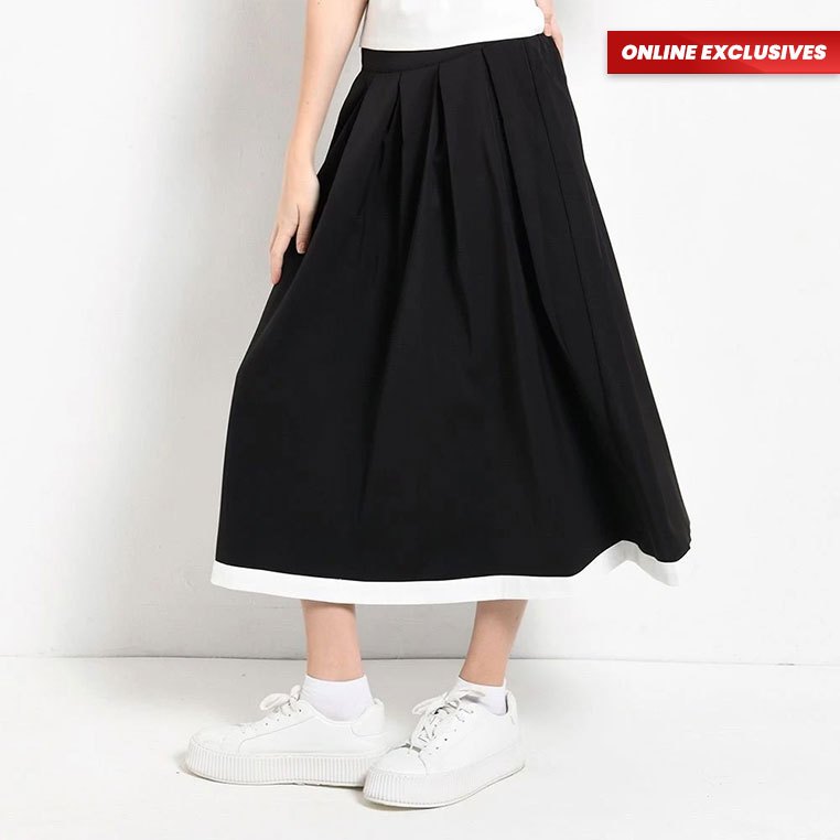 [Online Exclusives] กระโปรงยาวผู้หญิง - สีดํา - FVB410124