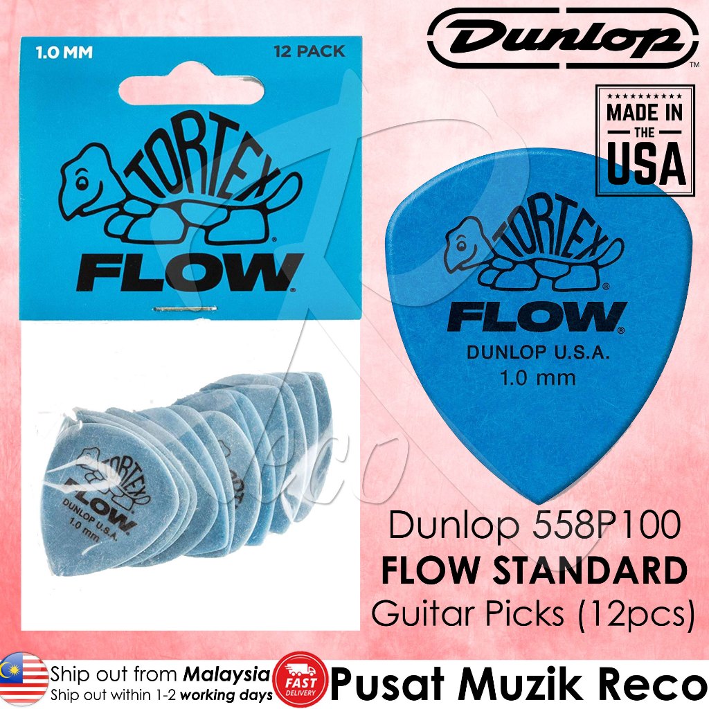 Dunlop 558P1.00 Tortex Flow Standard 1.0mm Guitar Pick (6/12) Pemetik Gitar Kapok Akustik Elektrik B