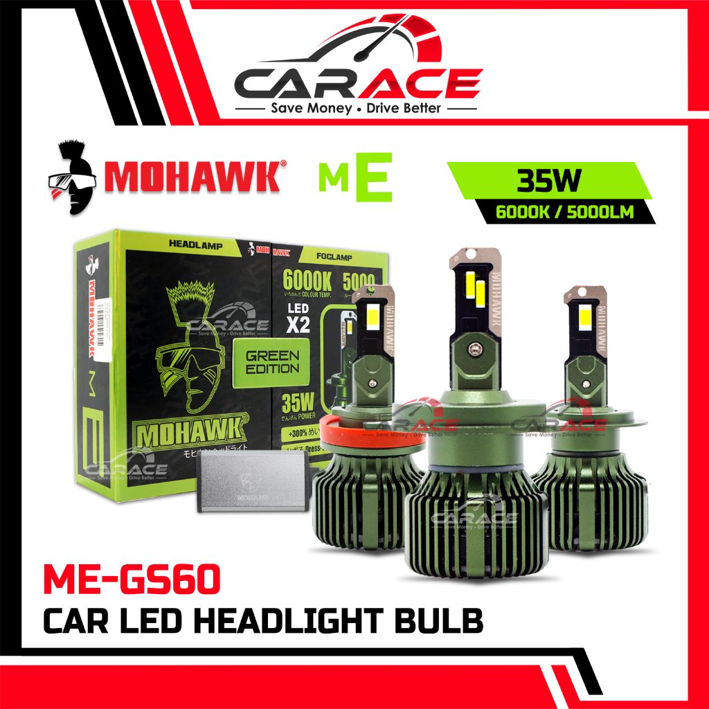 MOHAWK LED ME-GS60 ไฟหน้ารถ LED หลอดไฟ 35W 5000LM 6000K High Low Beam Fog Light H4 H7 H11 Mentol