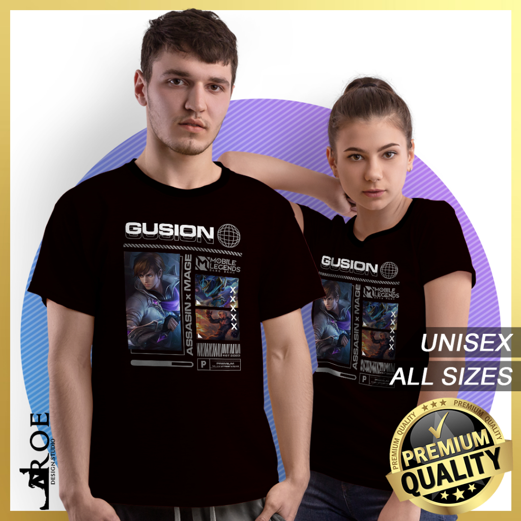 🔥 Baju Tshirt GUSION MOBILE LEGENDS MLBB GAME Unisex + พลัสไซส์ 🔥