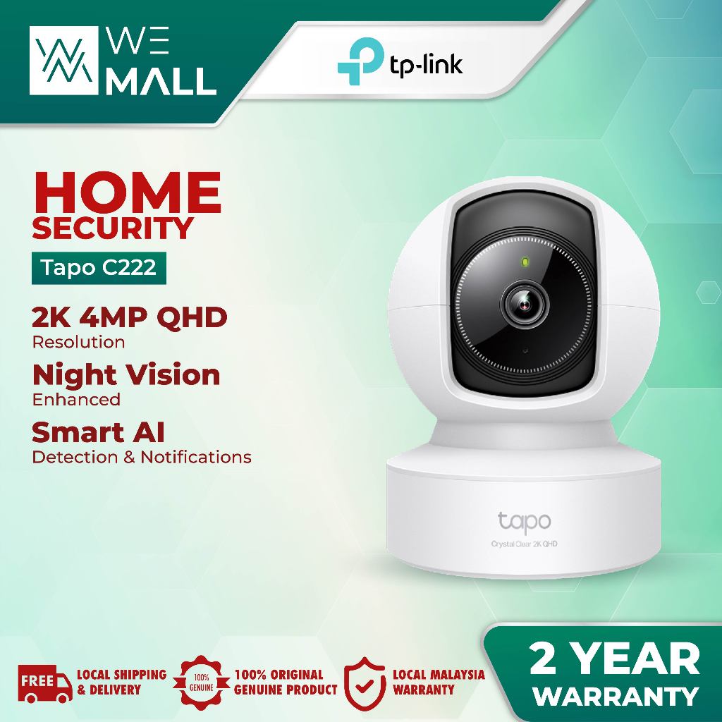 TP-LINK TAPO C222 4MP 2K QHD PAN/TILT WI-FI CAMERA