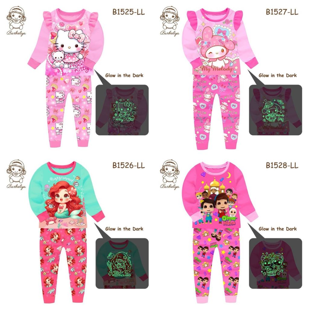 BARBILYA MAY SLEEPWEAR GLOW IN DARK HELOKITTY MELODY MERMAID OMARHANA