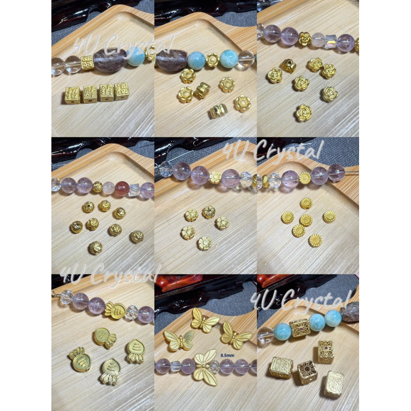 4ยู คริสตัล-🍀🍀P015-P019 Matt 15K/18K ลูกปัด DIY 珠 🍀🍀