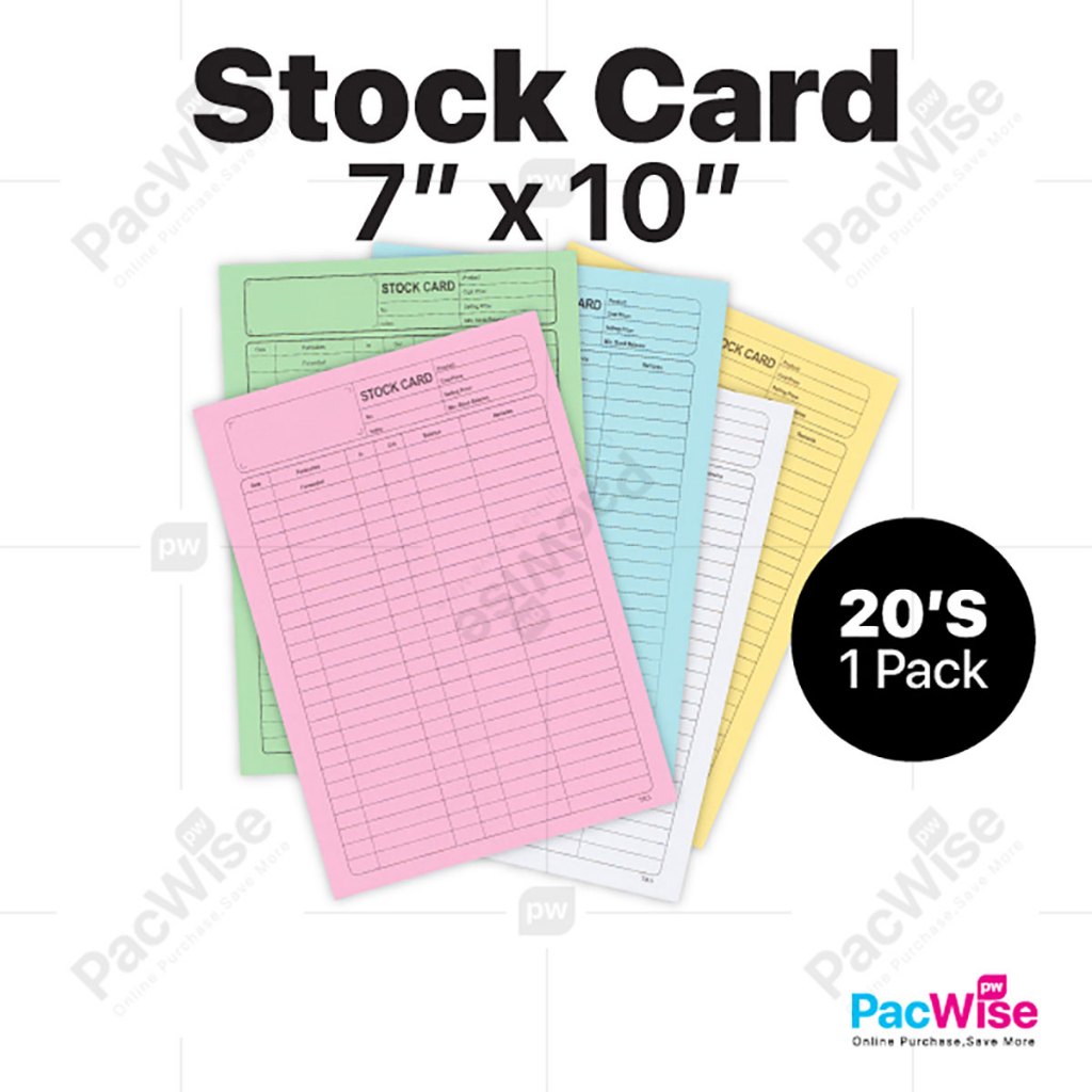 การ์ด / Kad Stok 7 x 10 / กระดาษการ์ดสําหรับบันทึกสินค้าคงคลัง (20 แผ่น / แพ็ค)