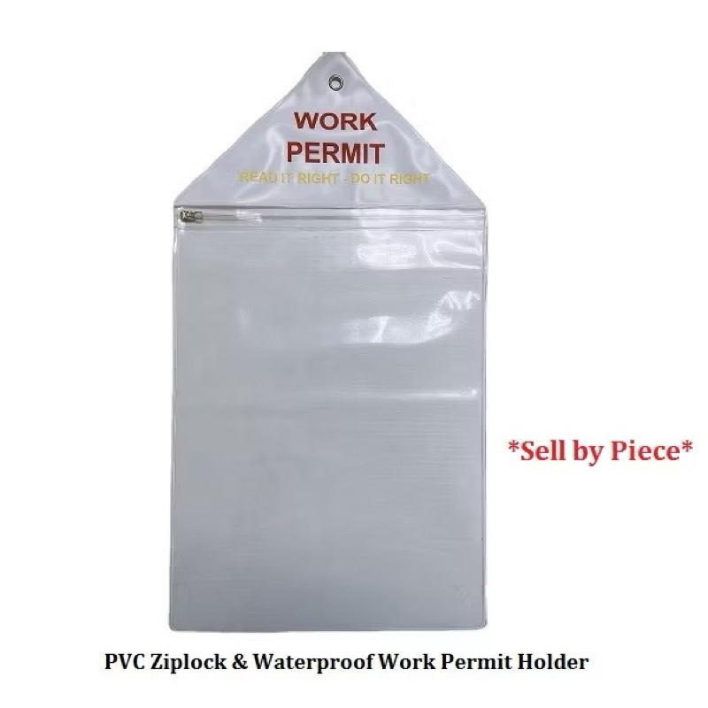 A4 Permit Holder PTW PVC Ziplock & กันน้ําทํางานผู้ถือ Permit to Work A4 พลาสติก Plastik Heavy Duty 