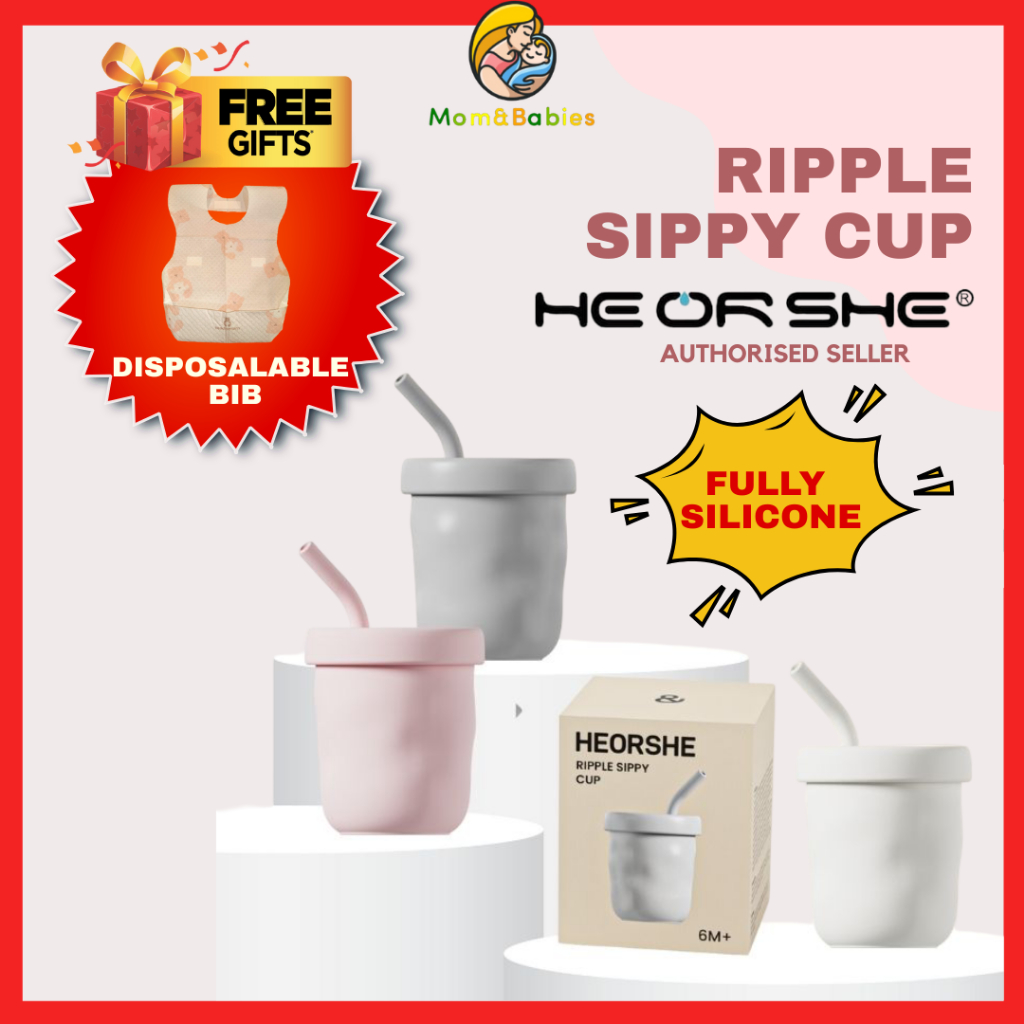 He Or She Ripple Sippy Cup 5oz/160ml/ถ้วยซิลิโคน/ถ้วยดื่มเด็ก/Cwan Minuman