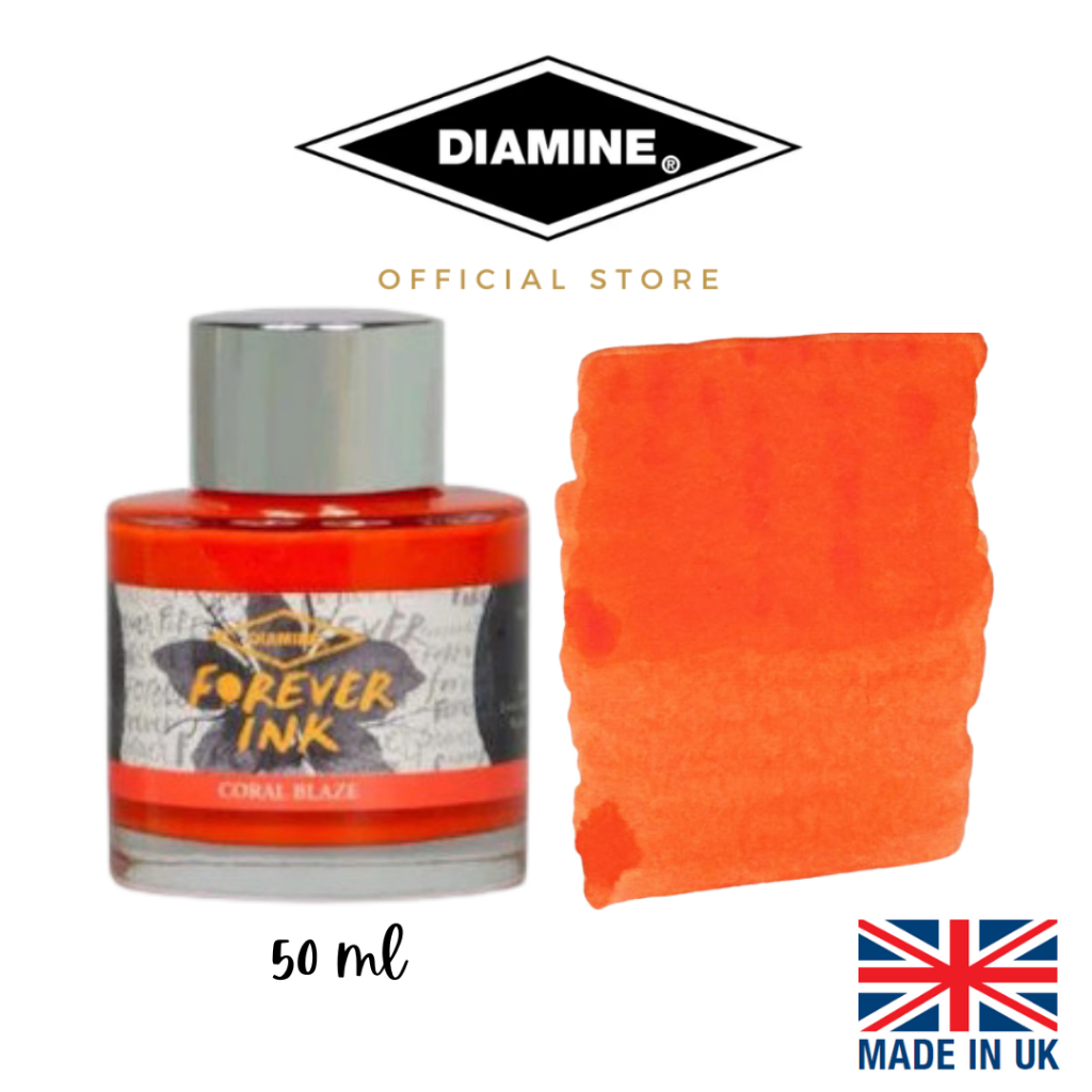 Diamine Coral Blaze Permanent Forever Ink 50ml