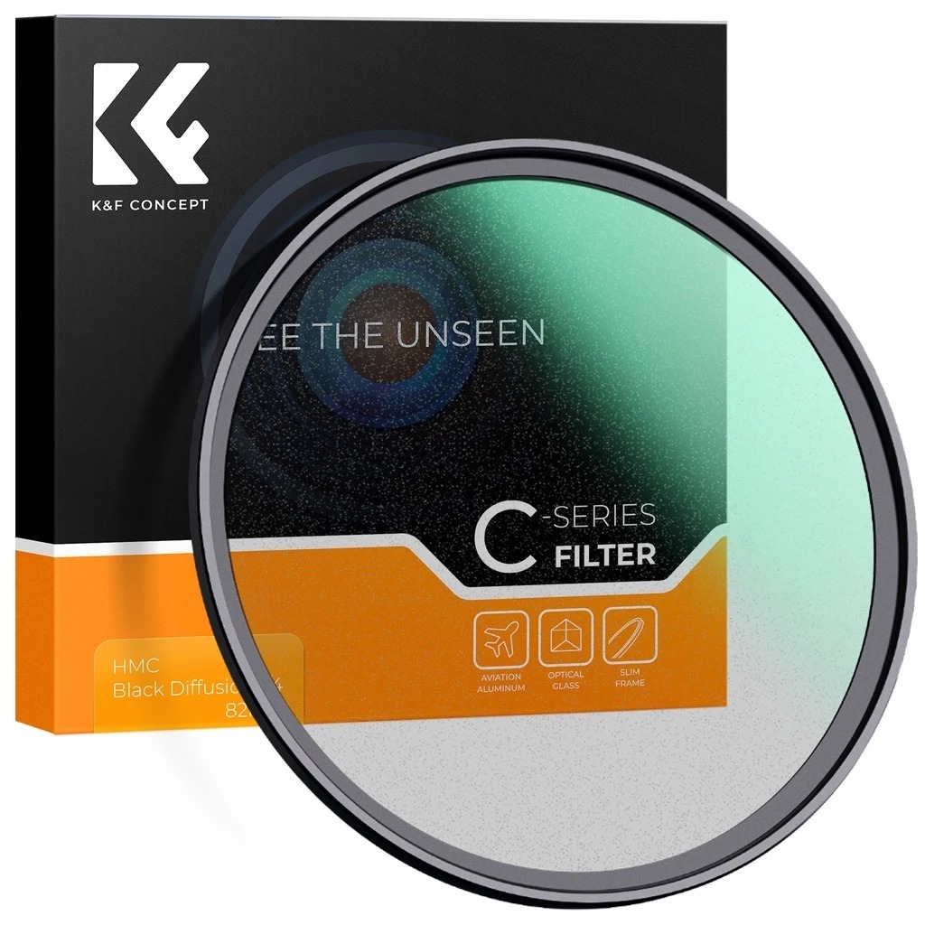 K&F Concept 1/4 Black Diffusion Lens Filter 18 Multi-Layer Coatings Nano C Series Special Effect 72m