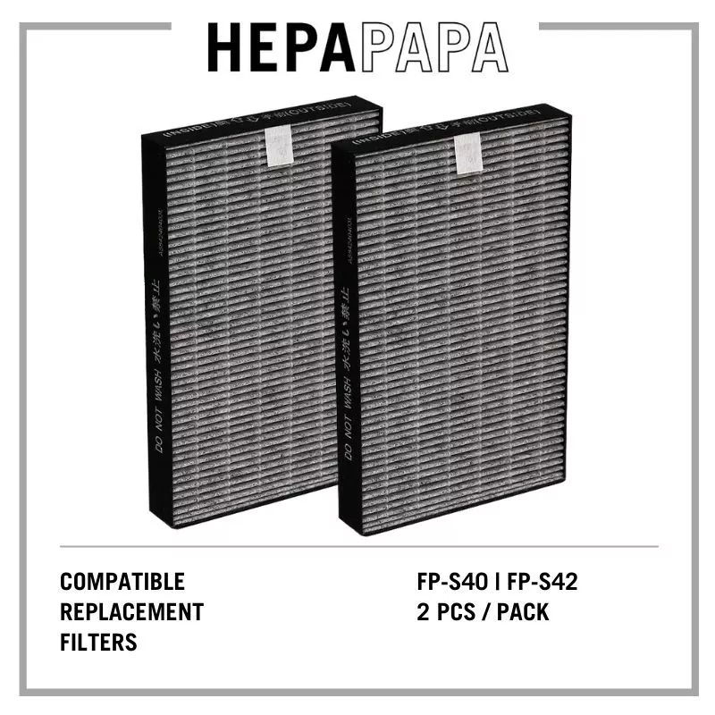 Sharp FP-S40 FP-S40L-T FP-S42 FZ-S40S2E ไส้กรองทดแทนที่รองรับ (2 ชิ้น/PK) [HEPAPAPA]