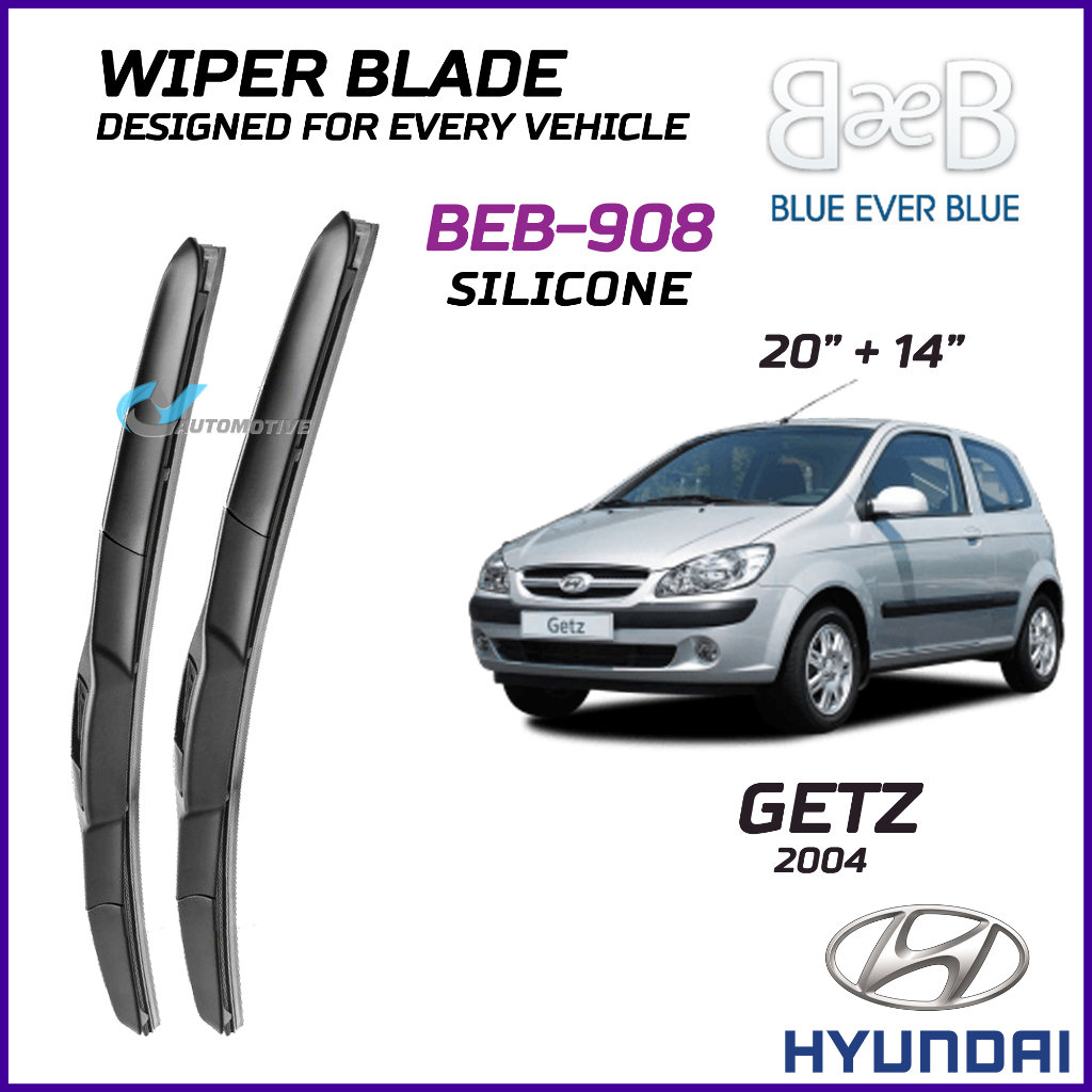 BEB SILICONE ใบปัดน้ําฝน (20"+14") ชุดสําหรับ HYUNDAI GETZ 2004 พร้อมการออกแบบ Aerodynamic BEB-908