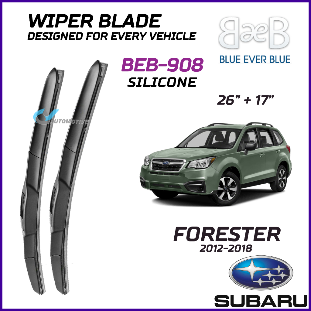 BEB SILICONE ใบปัดน้ําฝน (26" + 17") ชุดสําหรับ SUBARU FORESTER 2012-2018 Aerodynamic Design BEB-908