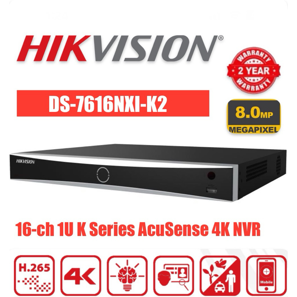 HIKVISION DS-7616NXI-K2 16 ch 1U K Series AcuSense 4K NVR
