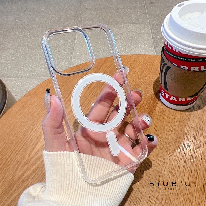 สําหรับ iphone 17 16 Pro Max Ultra Clear วงกลมแม่เหล็กในตัว 11 12 13 14 15 Plus 7 8 Plus X XR XS Max
