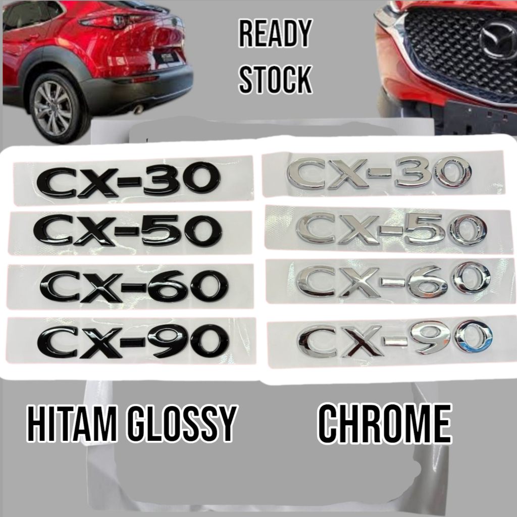 ตราสัญลักษณ์ cx-30 cx-50 cx-60 สัญลักษณ์ mazda cx30 cx50 cx60 cx-90 chrome hitam mazda
