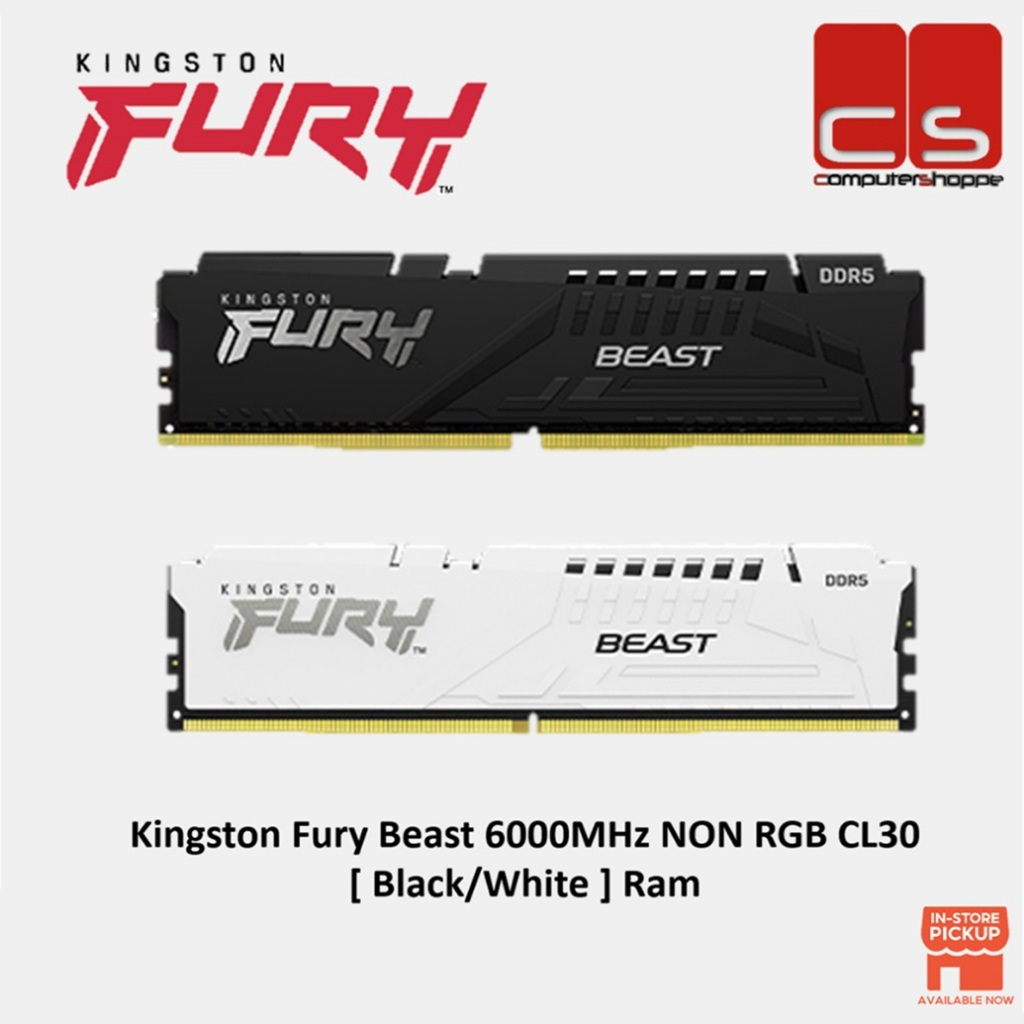 Kingston Fury Beast 6000MHz XMP NON RGB CL30 [ สีดํา/ขาว ] Ram