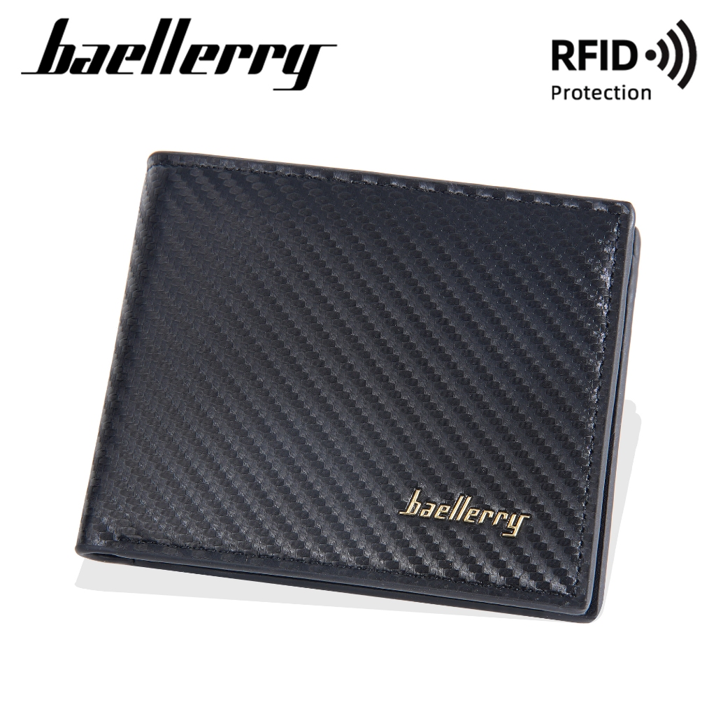 BAELLERRY กระเป๋าสตางค์ผู้ชาย Trifold Dompet Lelaki Baellerry กระเป๋าสตางค์ผู้ชาย (D2396) หนัง PU