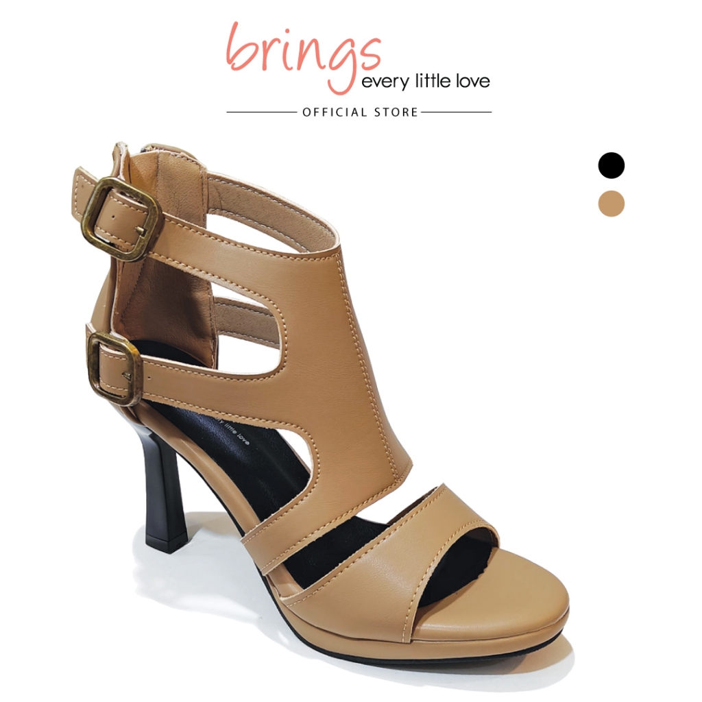 Brings Women Heels BR3585 - สีดํา/กากี