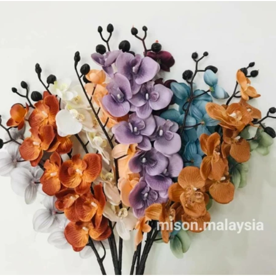 กล้วยไม้พร้อมใบ/ Orkid Bunga Orkid Hiasan with daun orkid/ Bukan Orkid Latex, ไม่ใช่ Orchid Latex